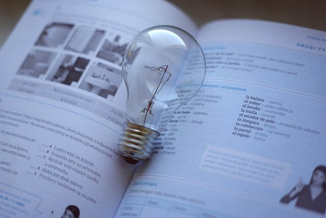 本の上の電球