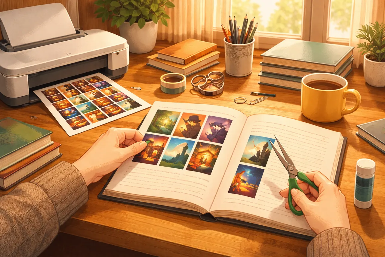 Printing book cover thumbnails and pasting them into a reading journal