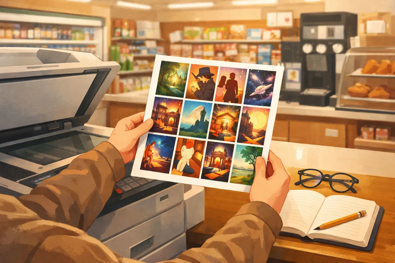 コンビニのマルチコピー機で本の表紙コラージュを印刷